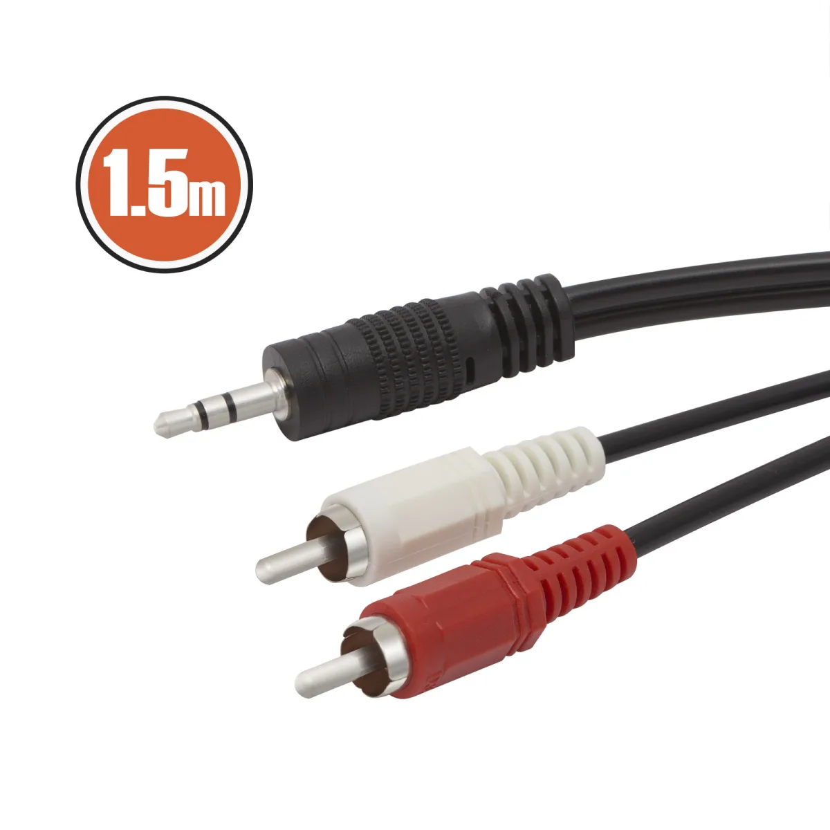 Cablu RCA la jack 3.5 mm stereo, 1.5m, audio adaptor AUX, 2RCA jack