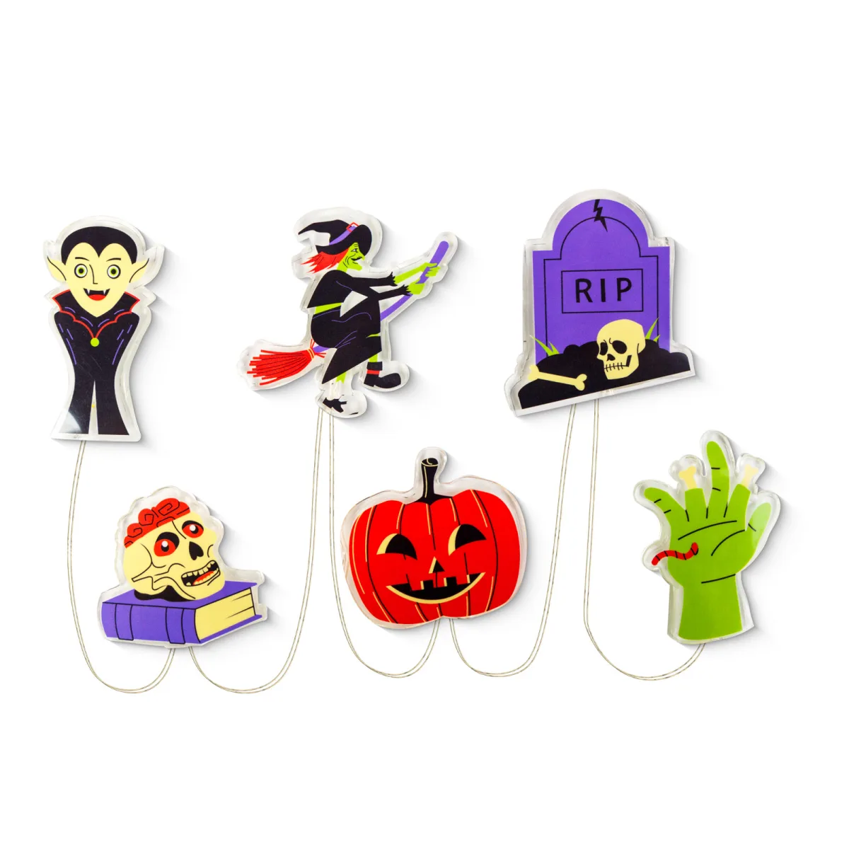 Decoratiune fereastra LED Halloween forme multiple gel 85 cm, lumina alba calda - imagine 4
