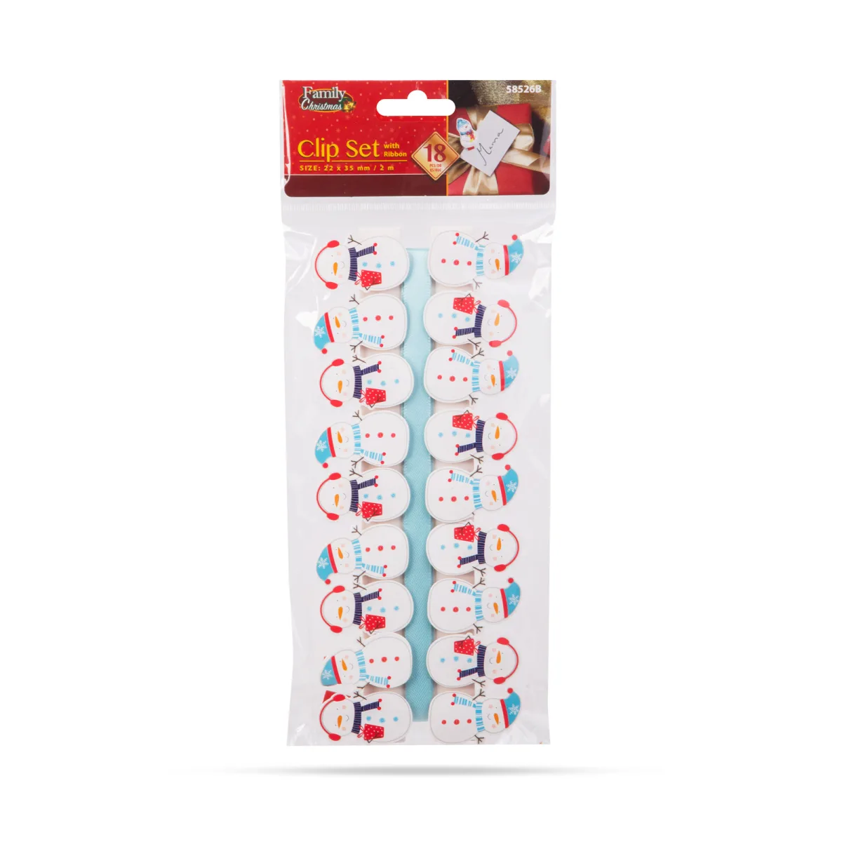 Clipsuri Craciun om de zapada cu panglica 22 x 35 mm, set 18 buc + 2 m banda - imagine 4