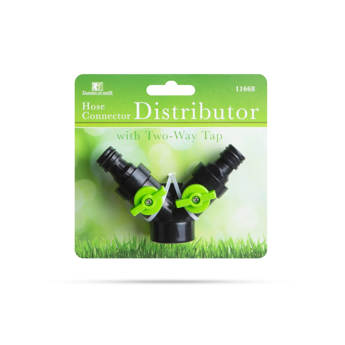 Distribuitor furtun Y 3/4, 2 iesiri, robinet gradina, cuplare rapida, plastic, verde negru - imagine 2