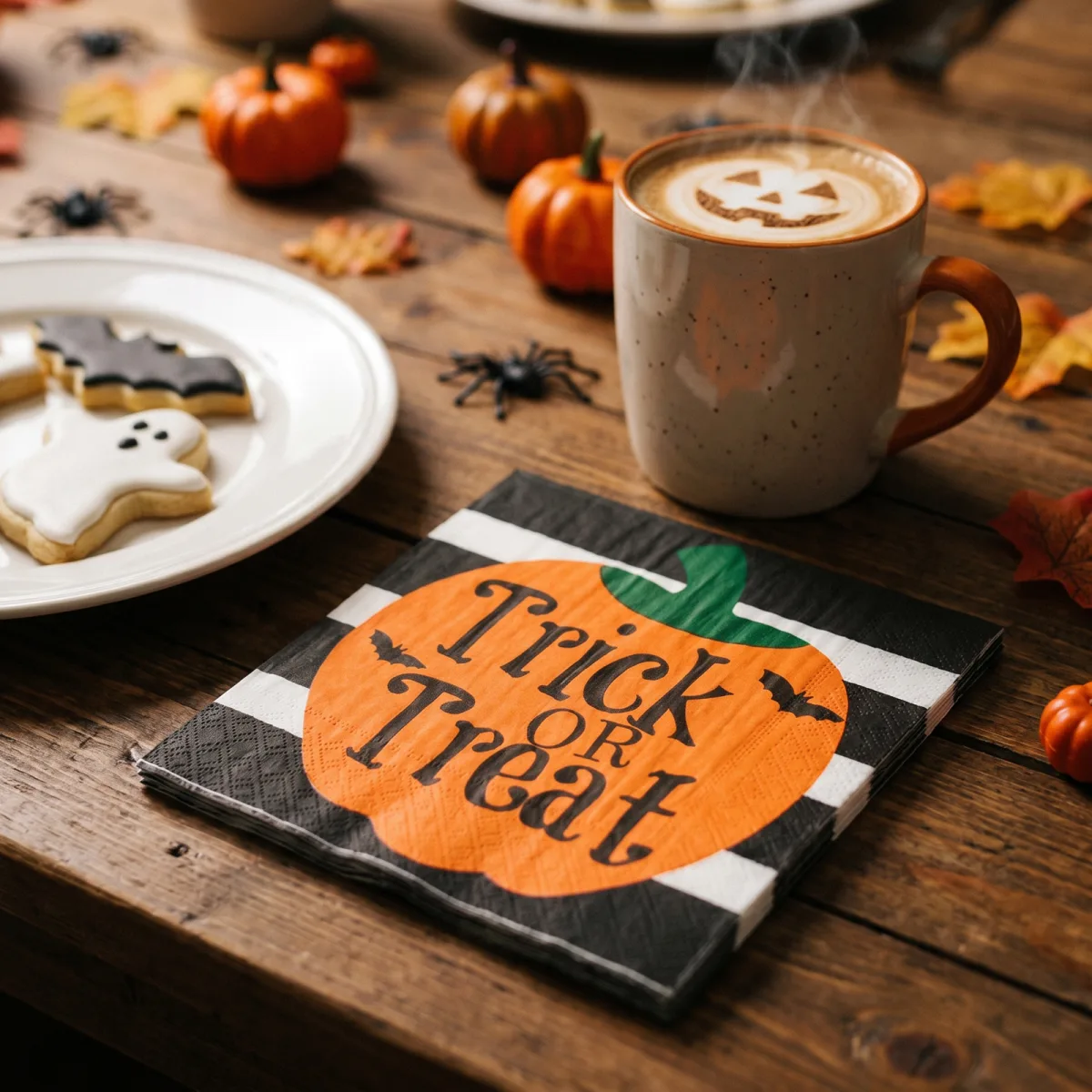 Set 16 servetele din hartie Halloween, model dovleac, Trick or Treat, 2 straturi, 33 x 33 cm - imagine 2