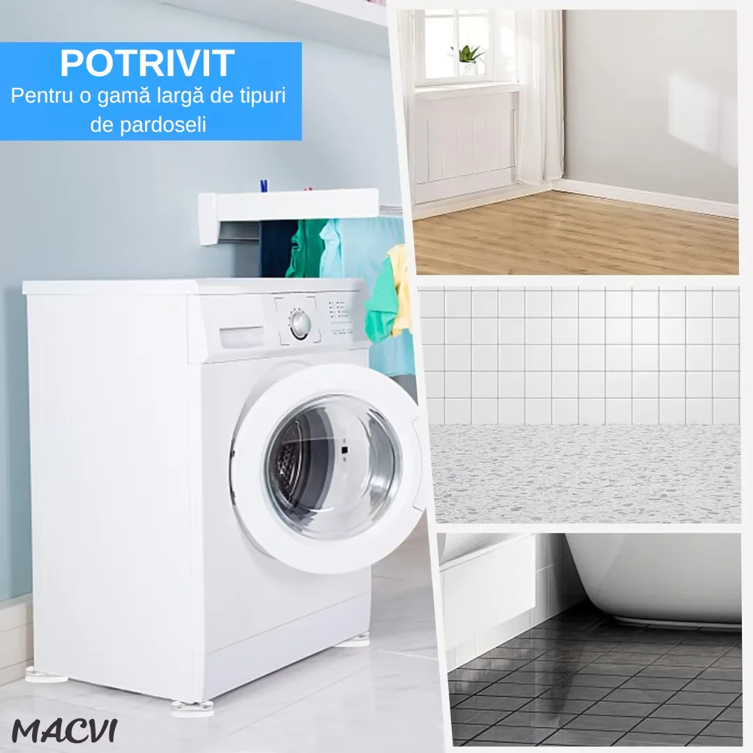 Suporturi Antisoc si Antiderapante Macvi® pentru Picioarele Masinii de Spalat , Stabilitate si Protectie - imagine 5
