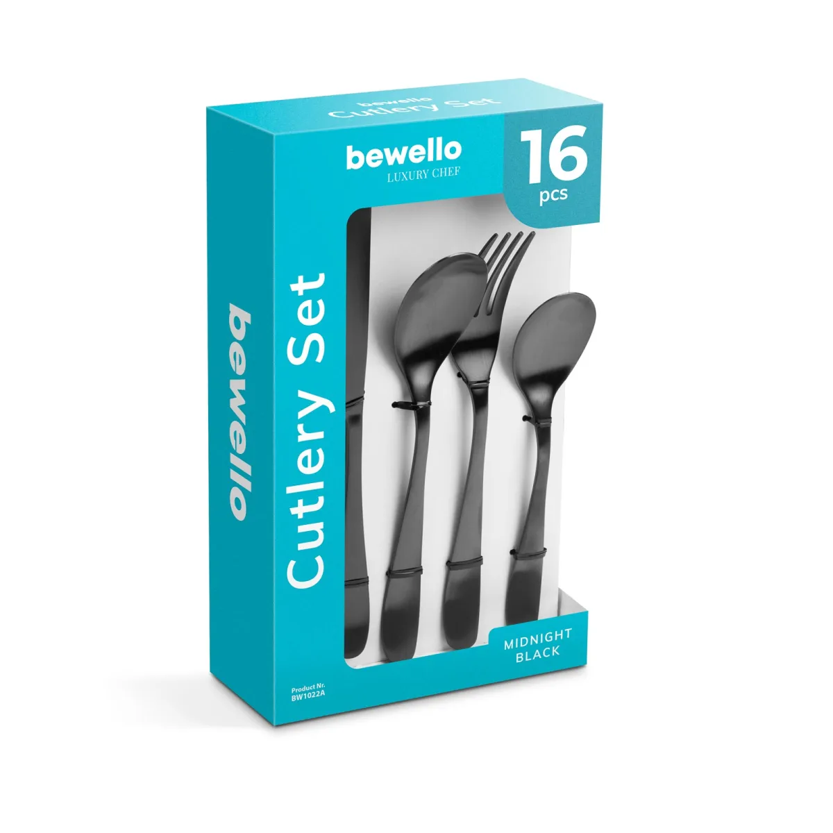Set tacamuri 16 piese, finisaj mat negru, design modern, usor de curatat, pentru bucatarie si masa - imagine 2