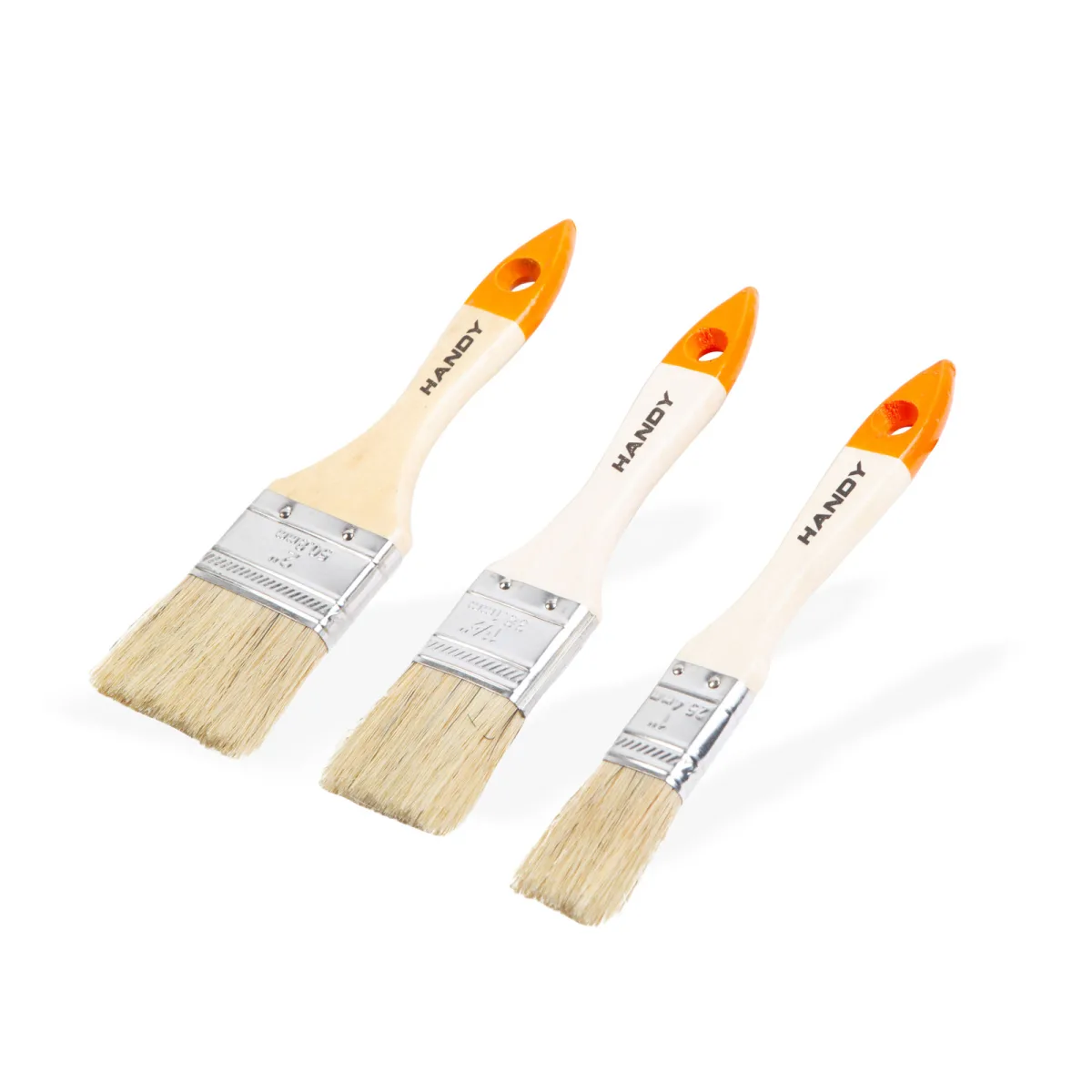 Set pensule vopsit, 3 buc, 25 50 mm, maner lemn, pentru vopsea lavabila, lac si lazura