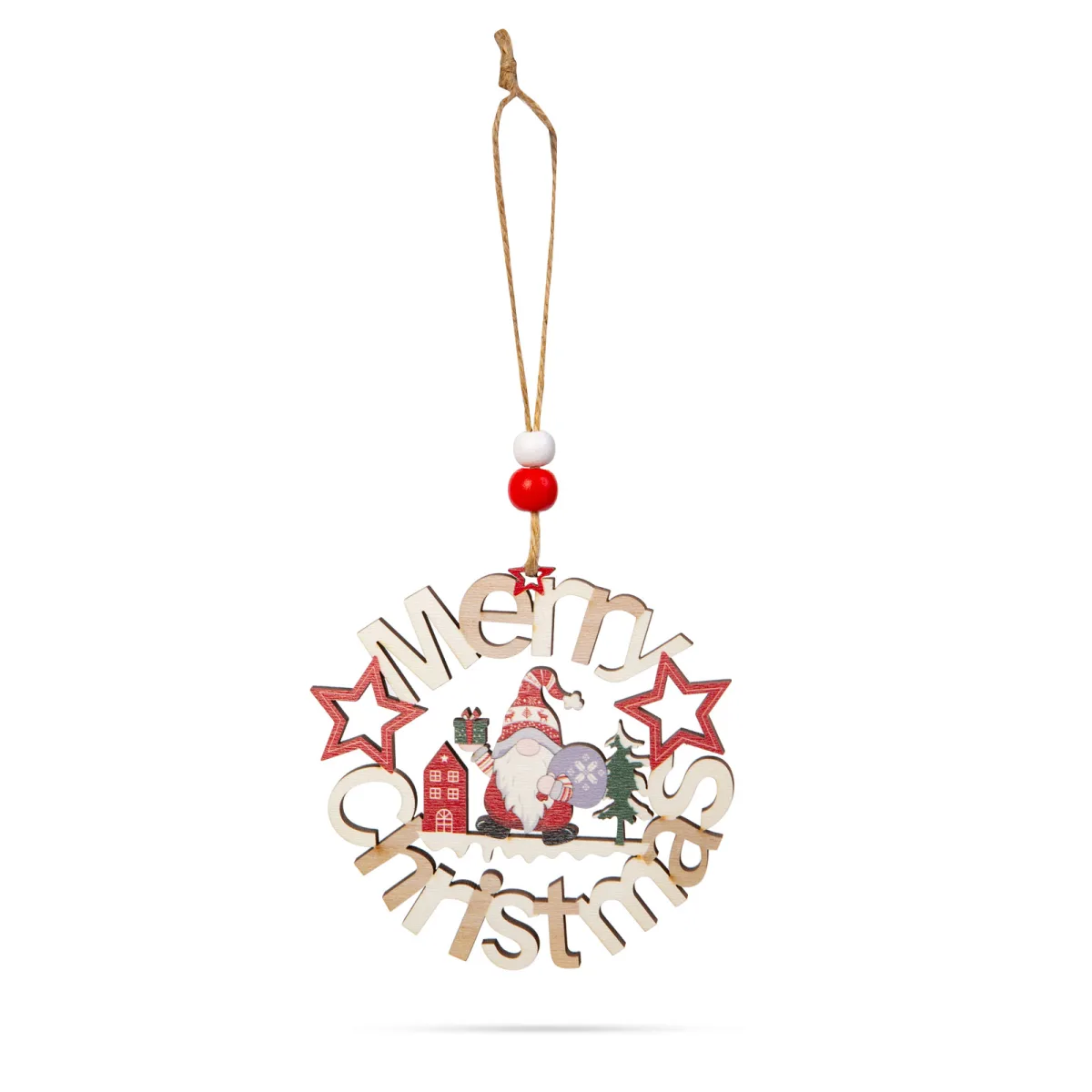 Decoratiune Craciun elf lemn, 11 cm - imagine 2