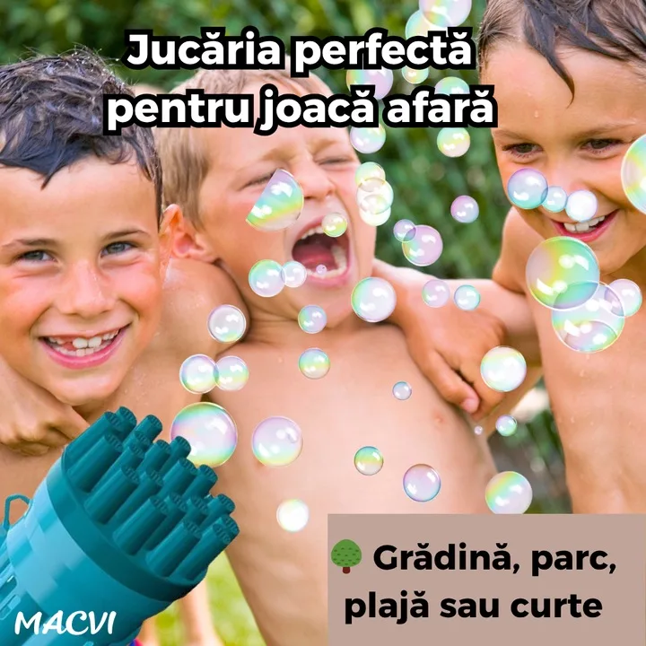 Pistol Bule Macvi® 24 Gauri, Structura Rezistenta din ABS, Tambur Rotativ, Efect Turbo, Jucarie Interactiva pentru Copii si Distractie in Aer Liber, Albastru deschis - imagine 3