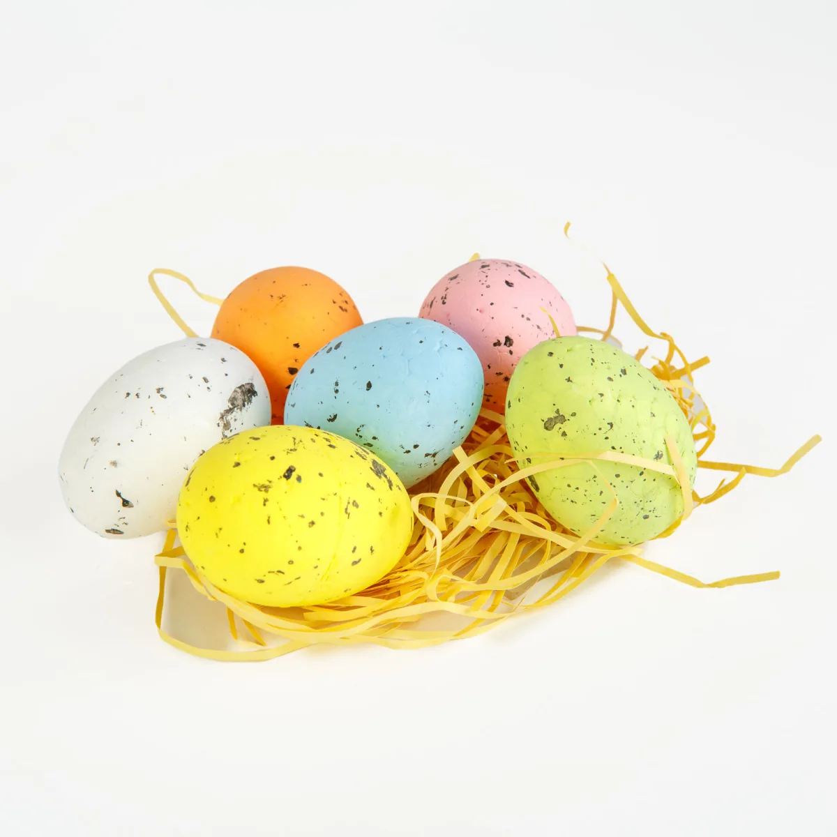 Decor Paste oua pastel cu iarba hartie 6 buc, 4x6 cm, aranjamente multicolor - imagine 2