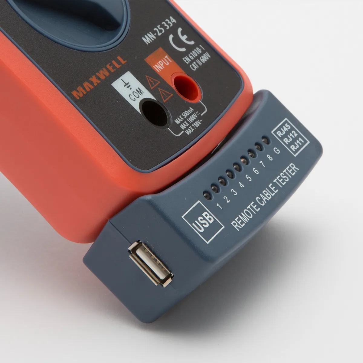 Multimetru digital auto range 2 in 1, tester cabluri RJ45 RJ11 USB, 600V, test diode, continuitate - imagine 3