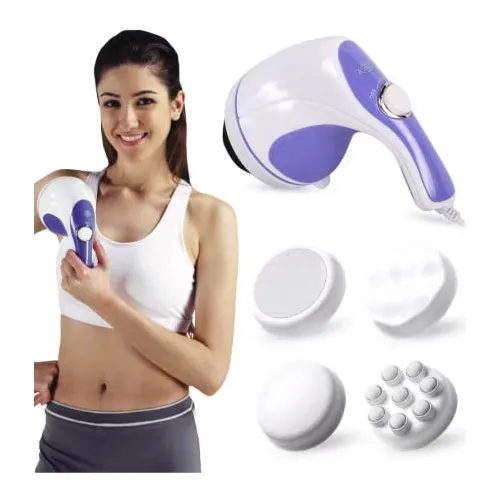 Aparat de Masaj Corporal Electric Macvi® 5 in 1, 25W, Vibratii Reglabile 2600-3200 RPM, 5 Capete Intersanjabile