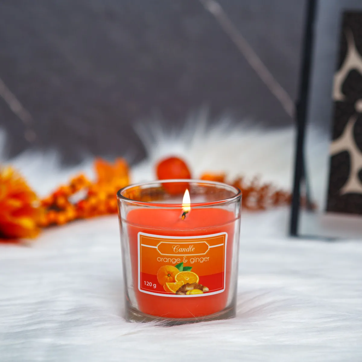 Lumanare parfumata, aroma portocala si ghimbir, 120 g