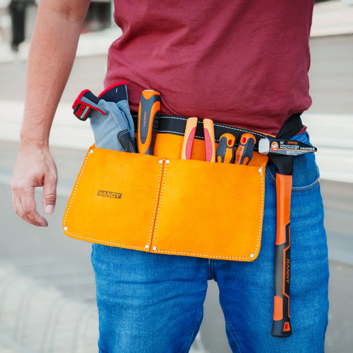 Centura Suport Scule din Piele cu 2 Buzunare Mari, Organizator Talie pentru Unelte, 35x20 cm