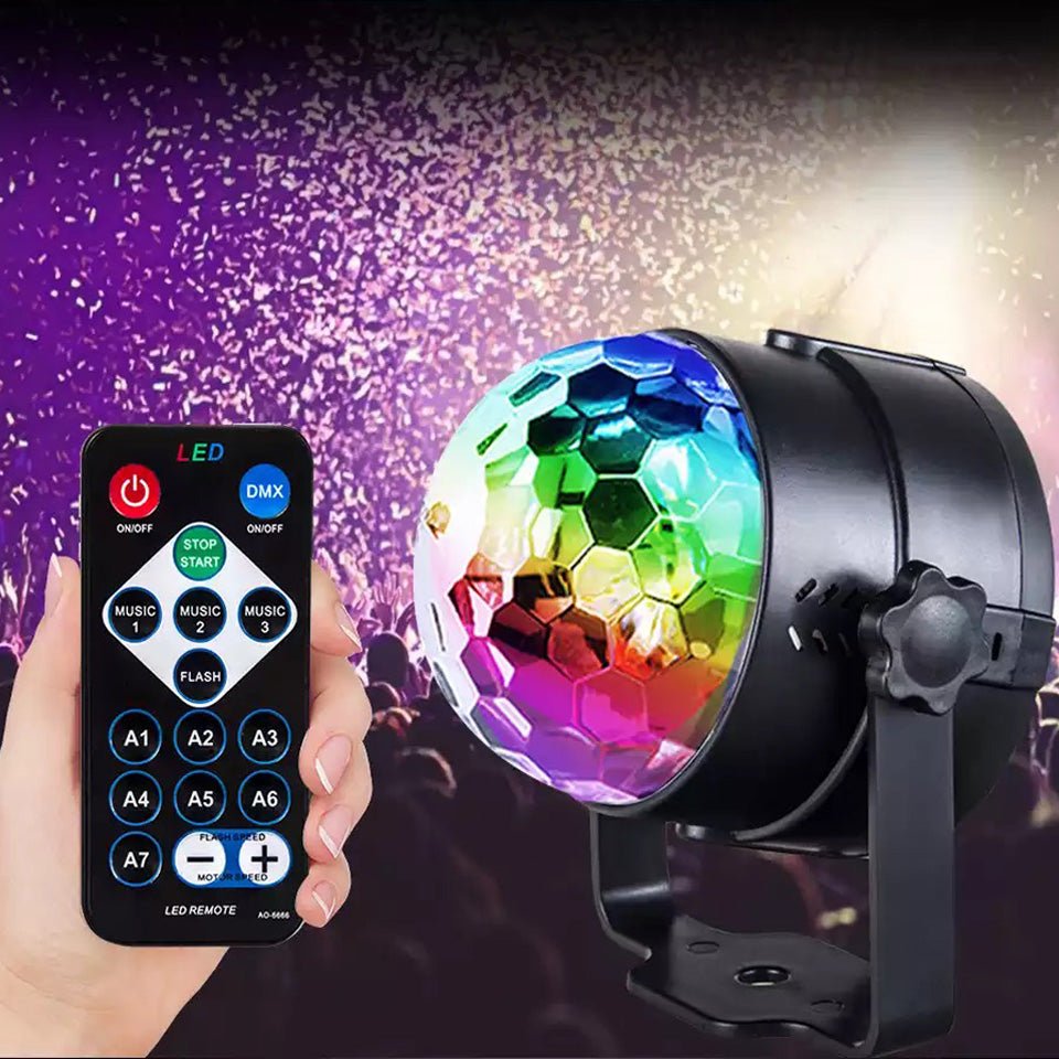 proiector disco led rgb cu telecomanda si senzor de sunet - bila disco pentru petreceri 3 Proiector Disco LED RGB cu telecomanda si senzor de sunet - Bila Disco pentru petreceri - imagine 3