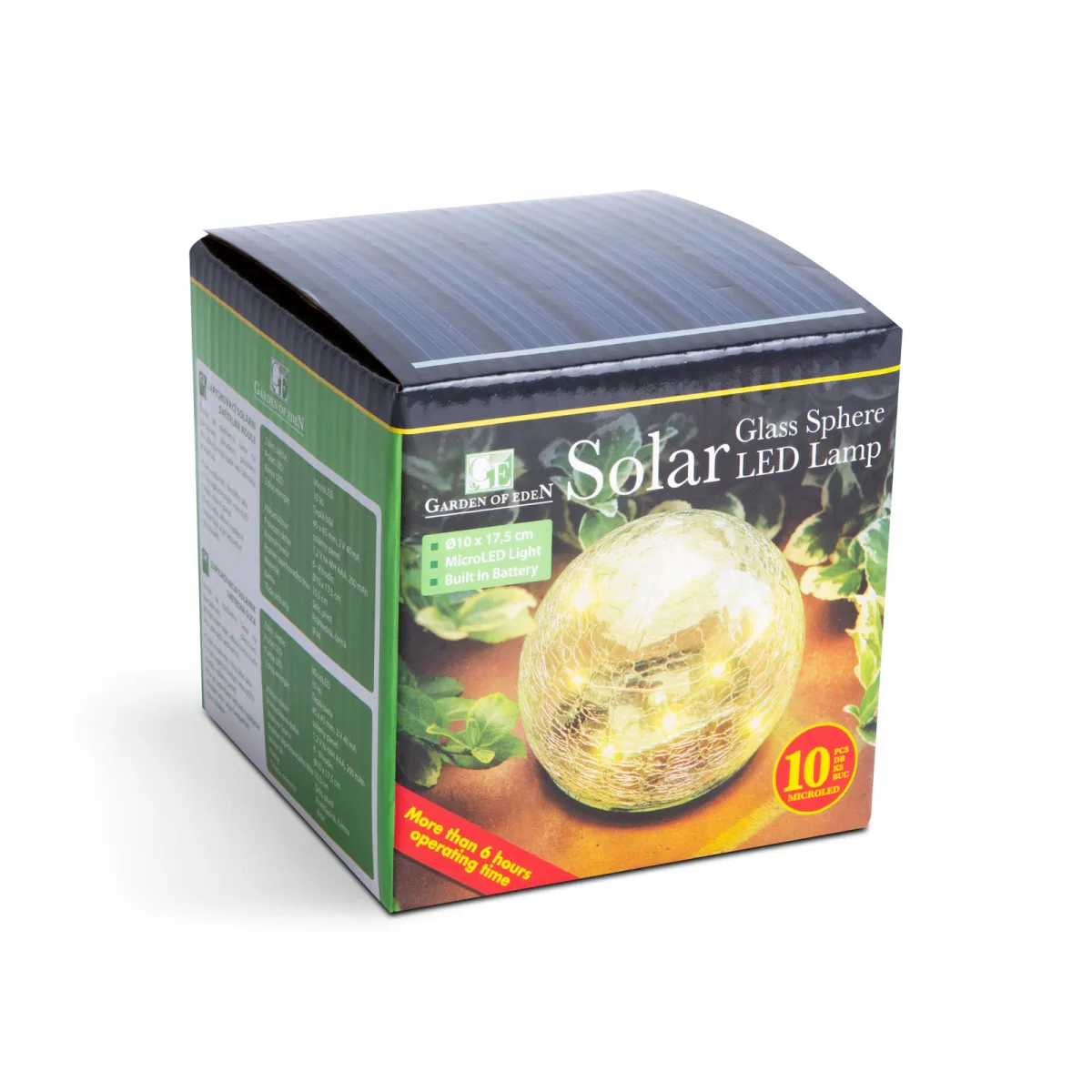 Lampa solara LED glob sticla crack 10 cm, 10 LED, lumina calda - imagine 3