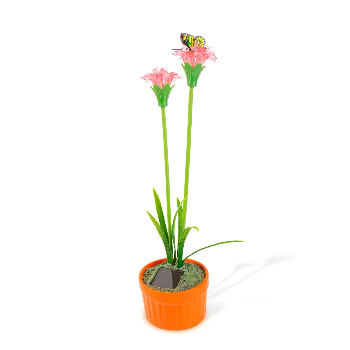 Lampa solara, floare rosie, 10 LED, alb cald, 8 x 8 x 32 cm, iluminat decorativ gradina, cu tarus, IP44 - imagine 3