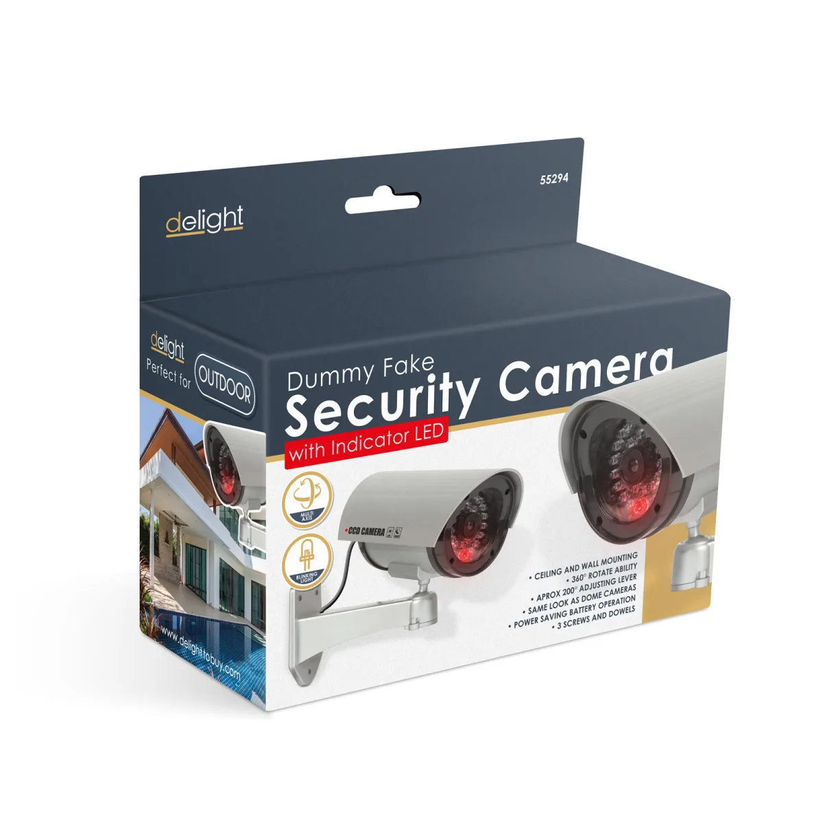 Camera falsa supraveghere CCTV LED intermitent rotativa 360 cu cablu baterii AA interior - imagine 4
