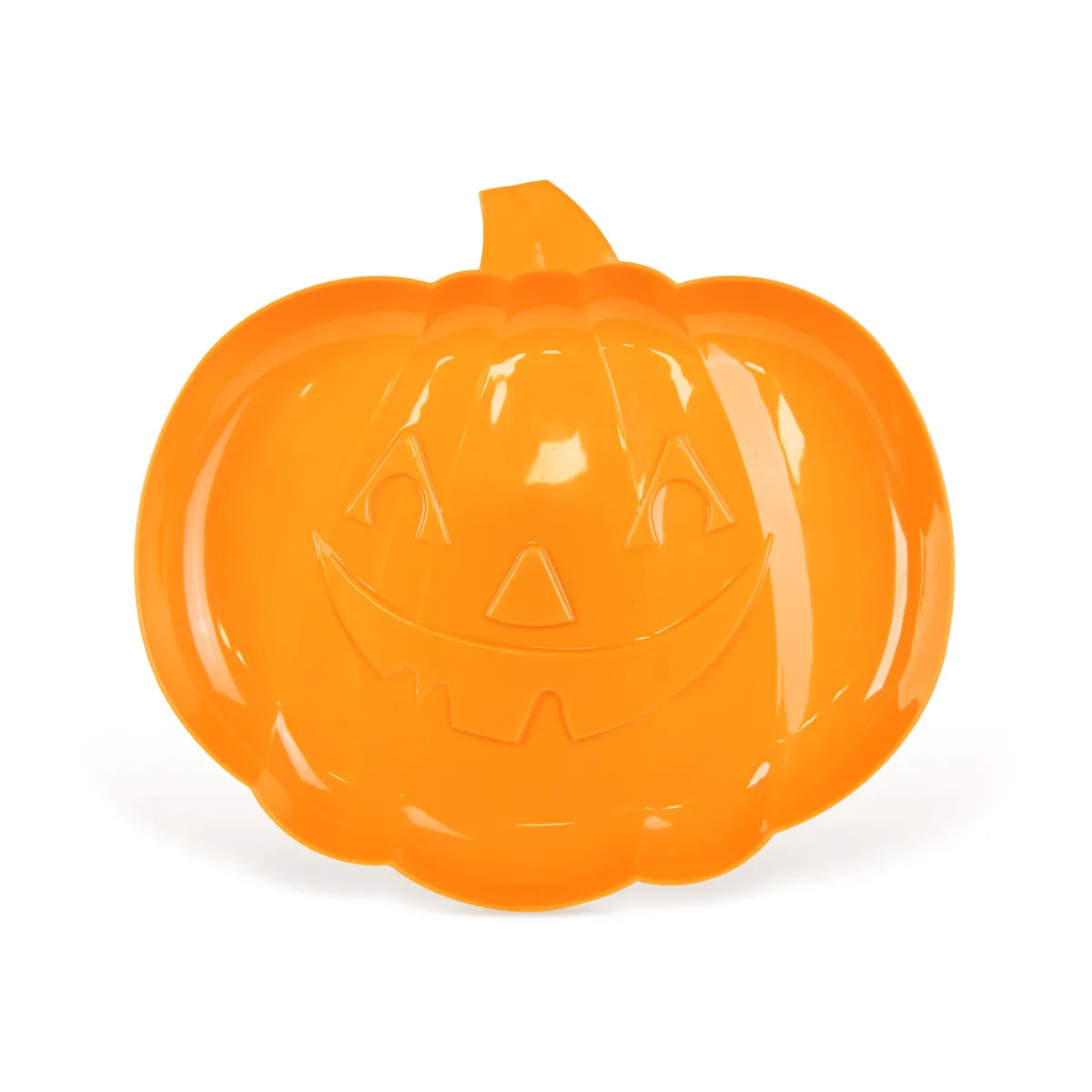 Tava decorativa Halloween in forma de dovleac, plastic, 30 x 27 cm, portocaliu