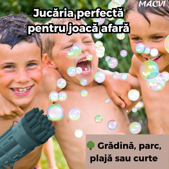Pistol Bule Macvi® 24 Gauri, Structura Rezistenta din ABS, Tambur Rotativ, Efect Turbo, Jucarie Interactiva pentru Copii si Distractie in Aer Liber, Albastru inchis - imagine 5