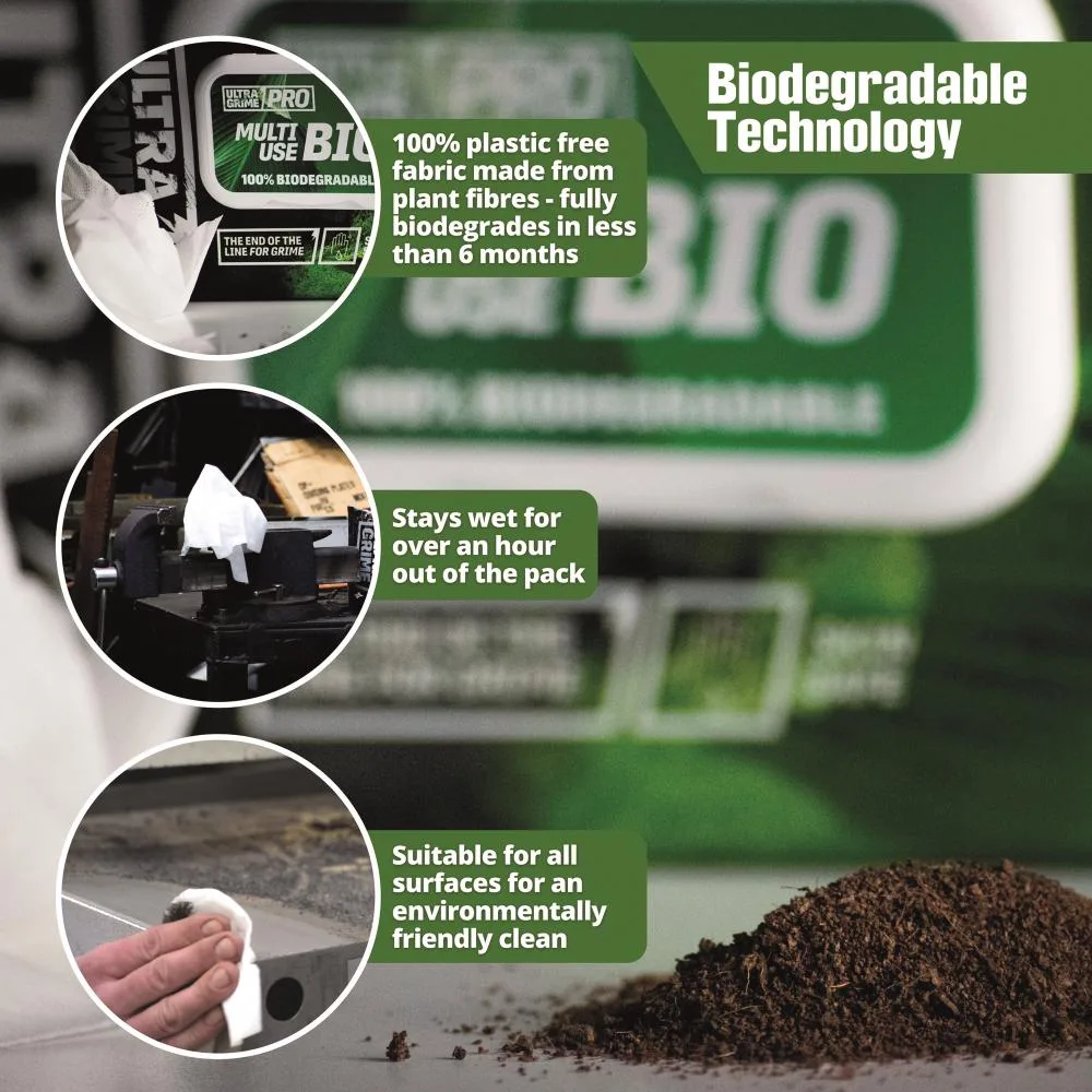 Set 6 pachete de servetele umede Bio Multiuse, UltraGrime 5940, 38 cm x 25 cm, 600 de bucati reciclabile - imagine 5