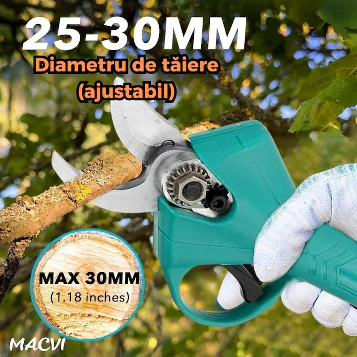 Set Foarfeca si Drujba Macvi® Electrica Taiere Rapida, Fara Efort, cu Acumulator si Incarcator - imagine 5