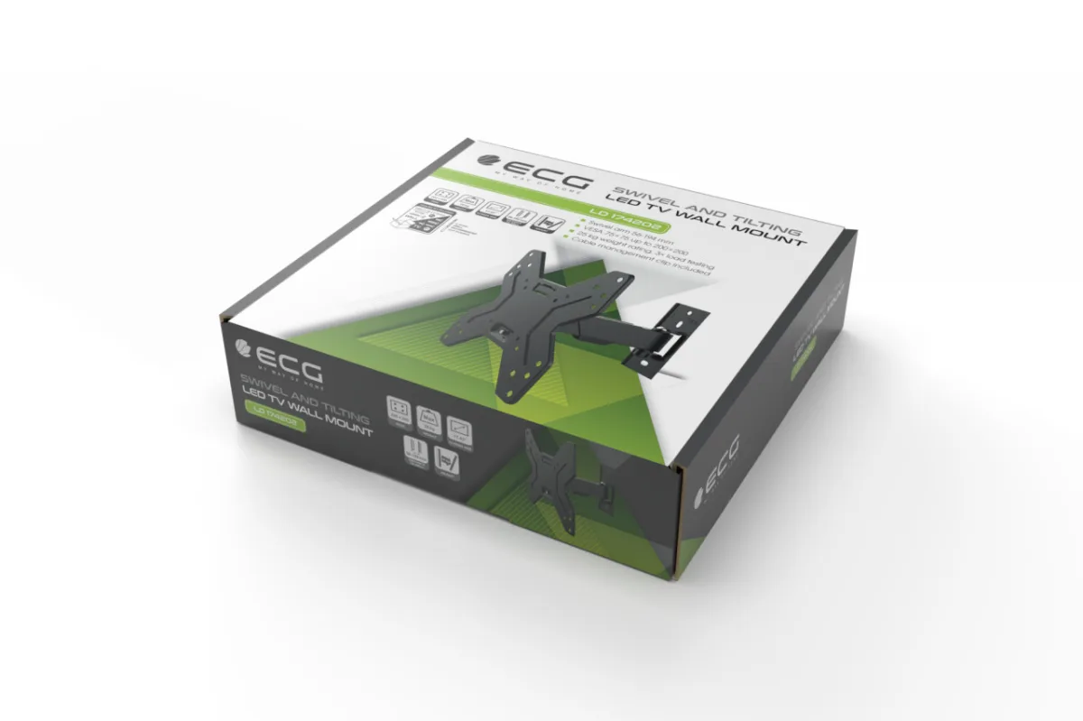 Suport TV de perete ECG LD 174202, 17"- 42" (43 - 106 cm), rotire 90°, inclinare 2°-15°, 25 kg, VESA - imagine 7
