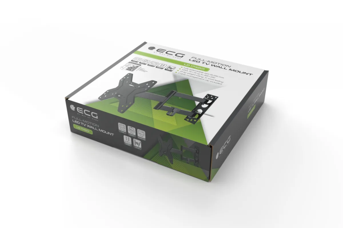 Suport TV de perete ECG LD 174201, 17"- 42" (43 - 106 cm), rotire 90° si inclinare 2°-15°, 25 kg, VESA - imagine 7