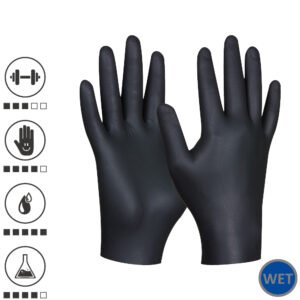 Gebol 709630, Set 80 de manusi de protectie Black Nitril Ultra Strong, din nitril, calitate superioara, nepudrate, marimea 8/M