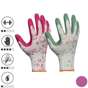 Gebol 709807_07, Set doua perechi de manusi de protectie Flower Duo, din poliester, acoperire din spuma de latex, marimea 7/S