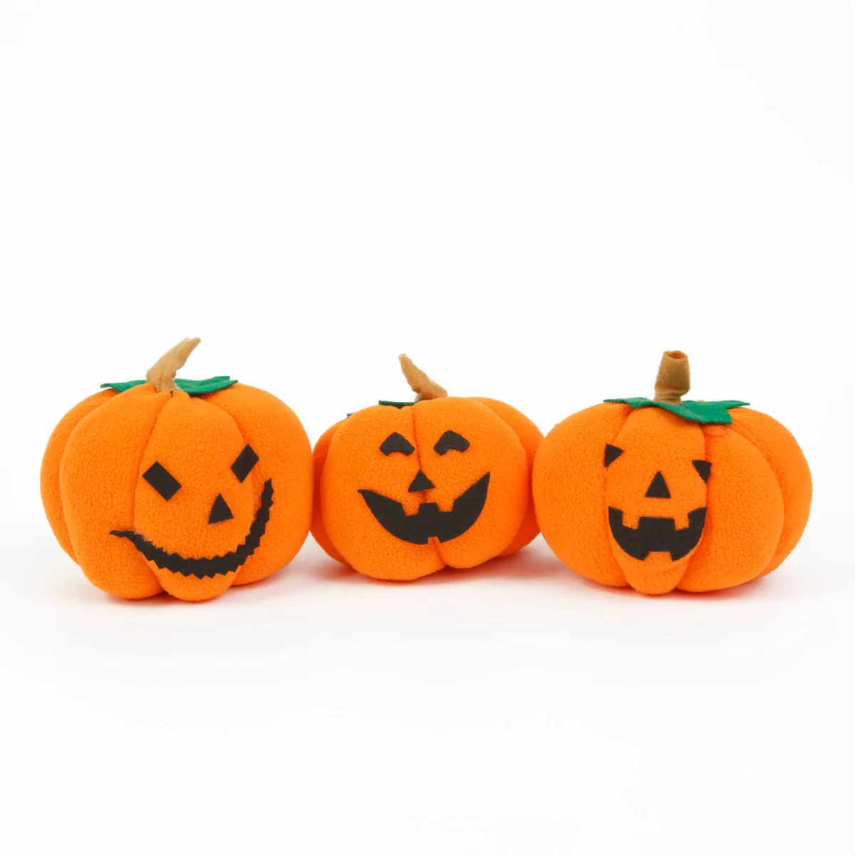 Set decor dovleci Halloween textili, 3 buc, 10x10x11 cm, modele diferite - imagine 2