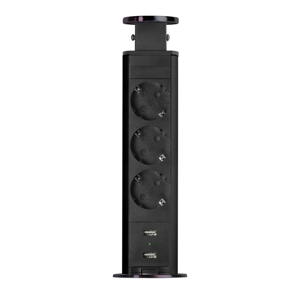 Priza incastrabila birou, 3 prize, 2 USB, 3500W, negru, pop up, 250V - imagine 2