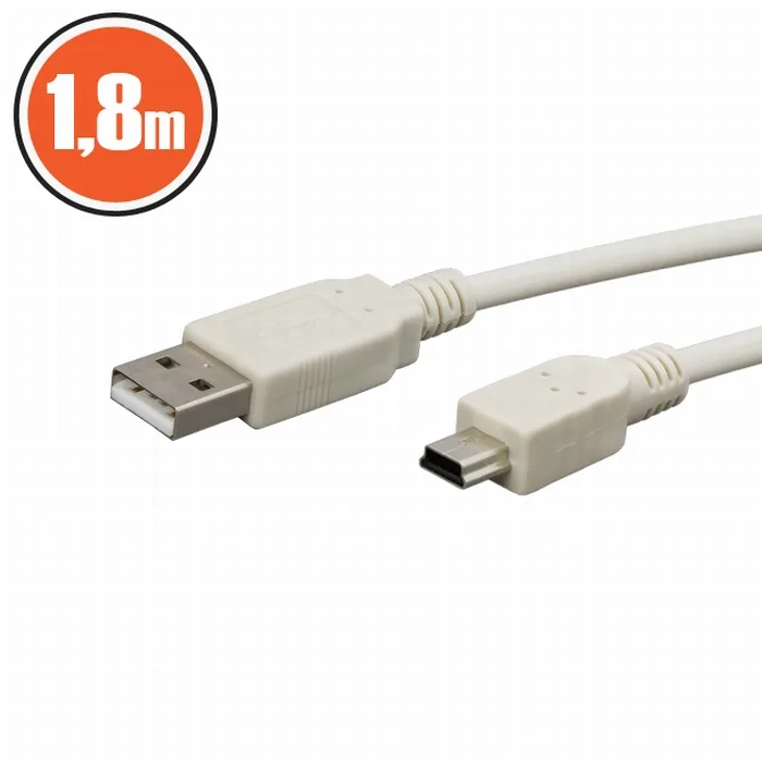 Cablu USB 2.0 A la mini USB B, 1.8m, transfer date, alb
