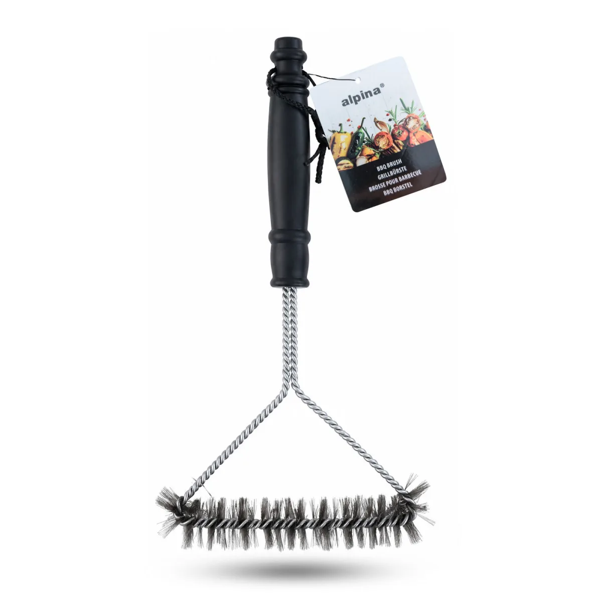 Perie lata pentru curatarea gratarului BBQ, maner din plastic, 17 x 30 cm, negru