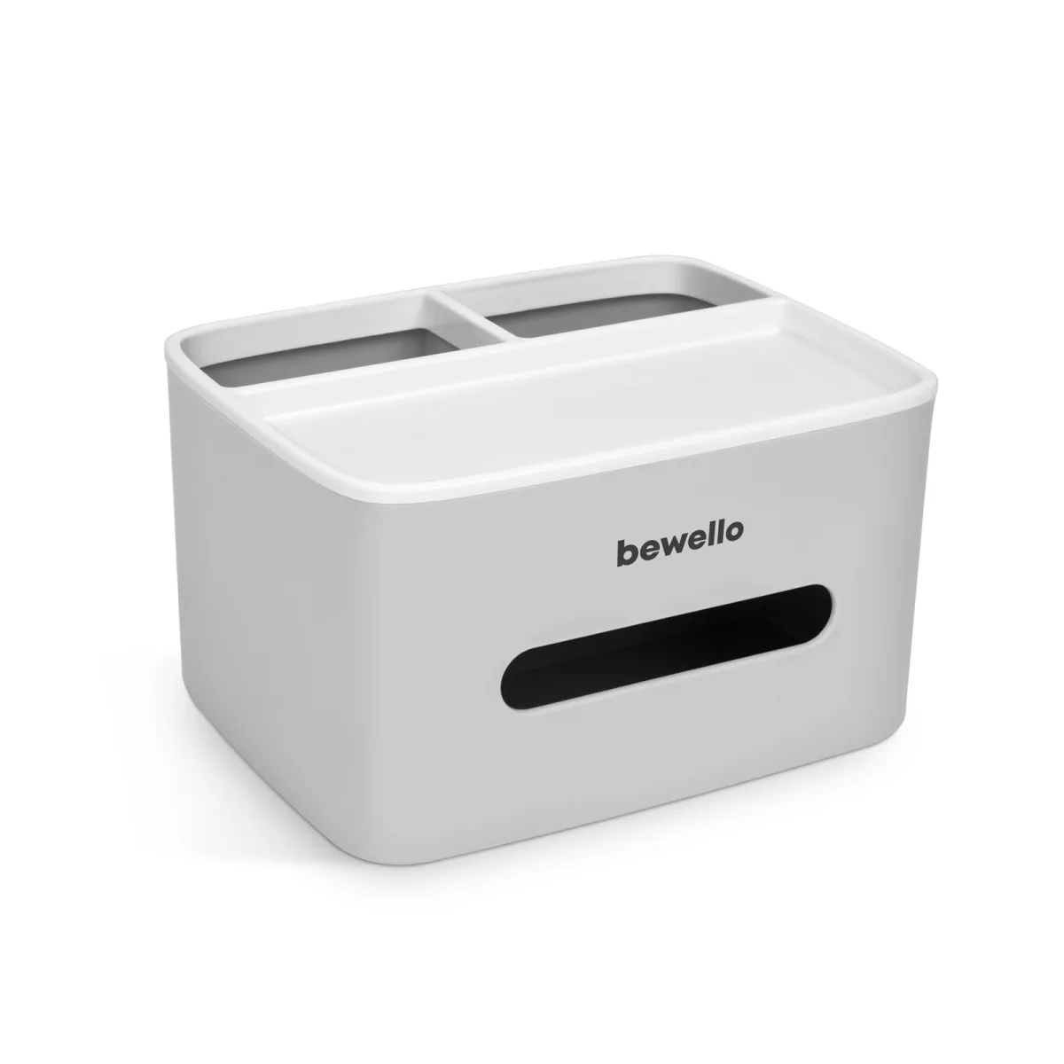 Dispenser servetele hartie, suport de birou, 2 compartimente, alb, plastic - imagine 2