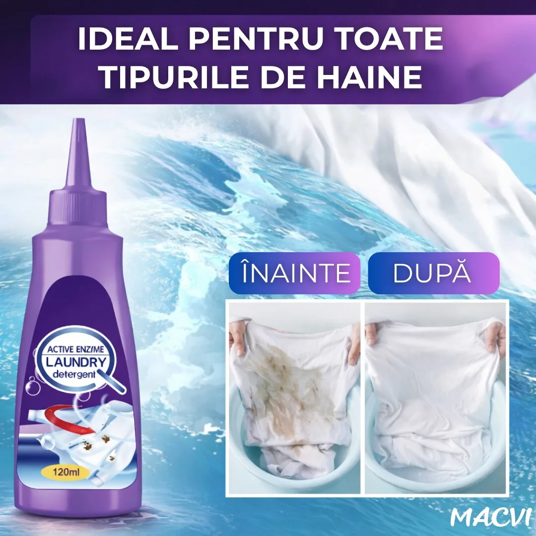 Detergent lichid pentru indepartarea petelor Macvi®, cu enzime active, pentru toate tipurile de haine, 120 ml, actiune imediata - imagine 3