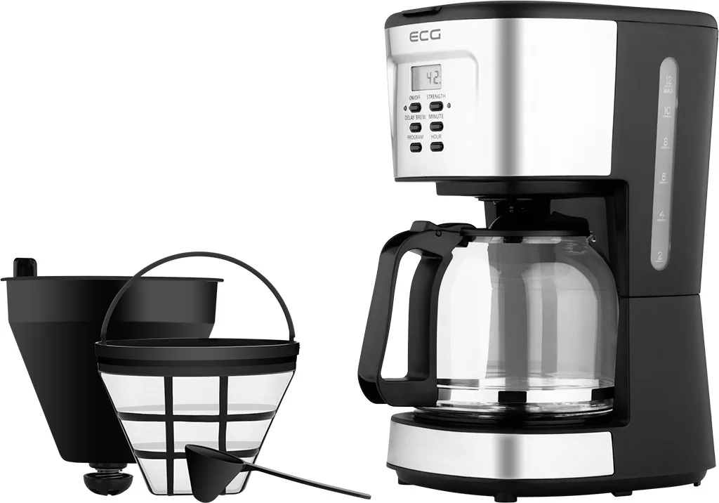 Cafetiera ECG KP 2125 Supreme, 900 W, 1.5 L, 12 cesti, LCD, bol din sticla - imagine 5