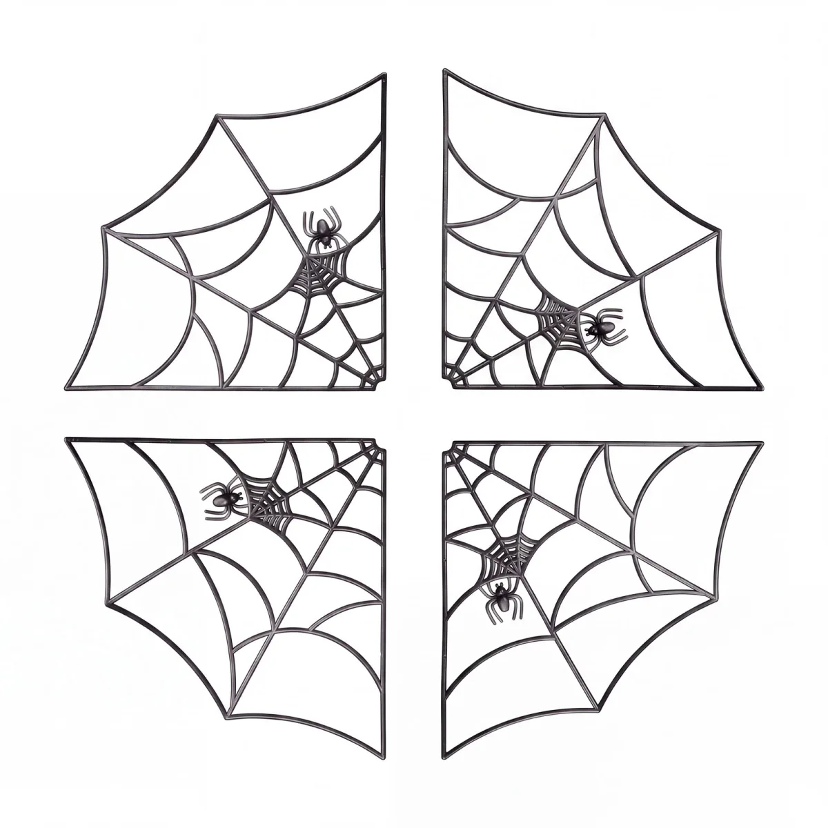 Set 4 panze de paianjen decorative Halloween, pentru colturi, 30 x 30 cm, negru - imagine 3