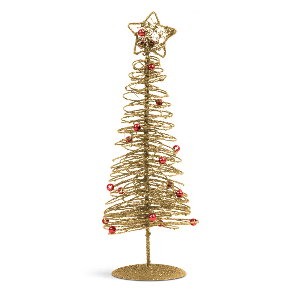 Bradut decorativ Craciun metalic 28 cm, auriu - imagine 2