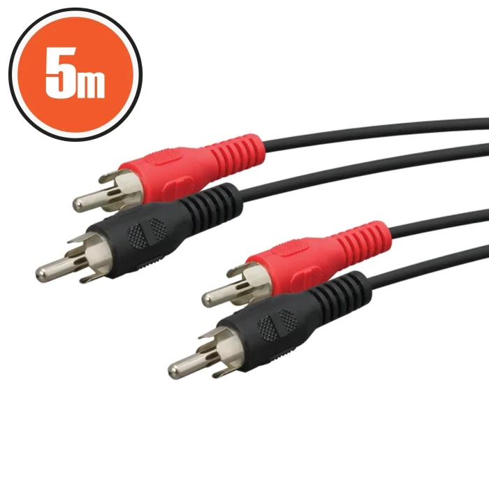 Cablu RCA 2xRCA la 2xRCA, 5m, audio stereo, rosu negru