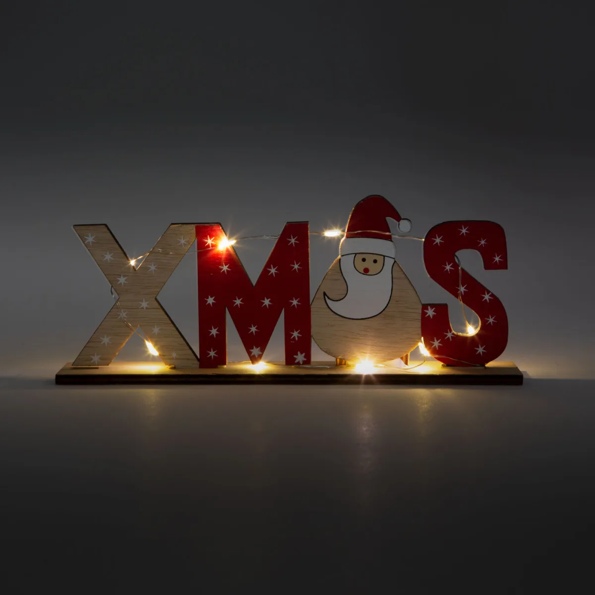 Decoratiune Craciun, LED lemn Mos Craciun, Xmas, 21x8.5 cm