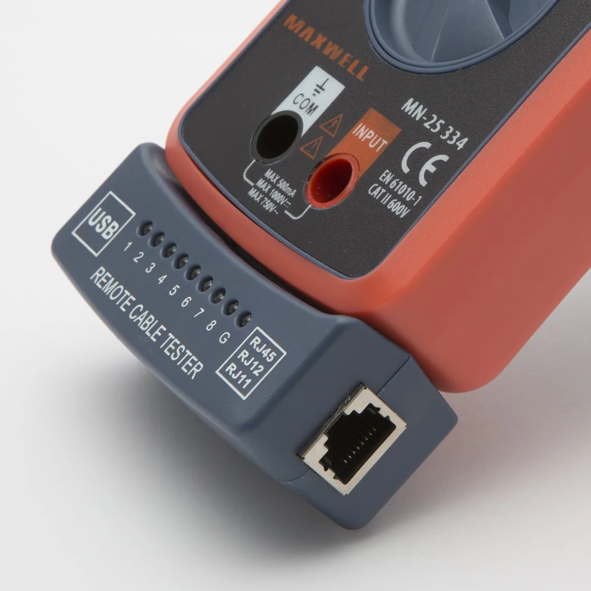 Multimetru digital auto range 2 in 1, tester cabluri RJ45 RJ11 USB, 600V, test diode, continuitate - imagine 2