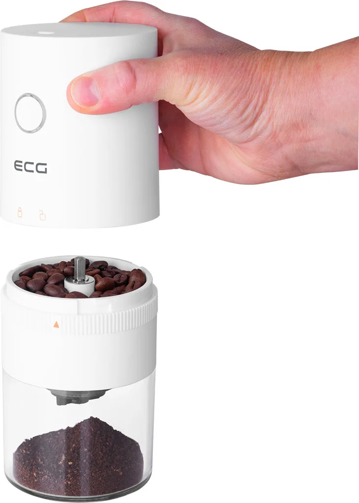Rasnita de cafea electrica portabila ECG KM 150 Minimo, incarcare USB, 3,7 volti, 13 W, 30 g, culoare alba - imagine 7
