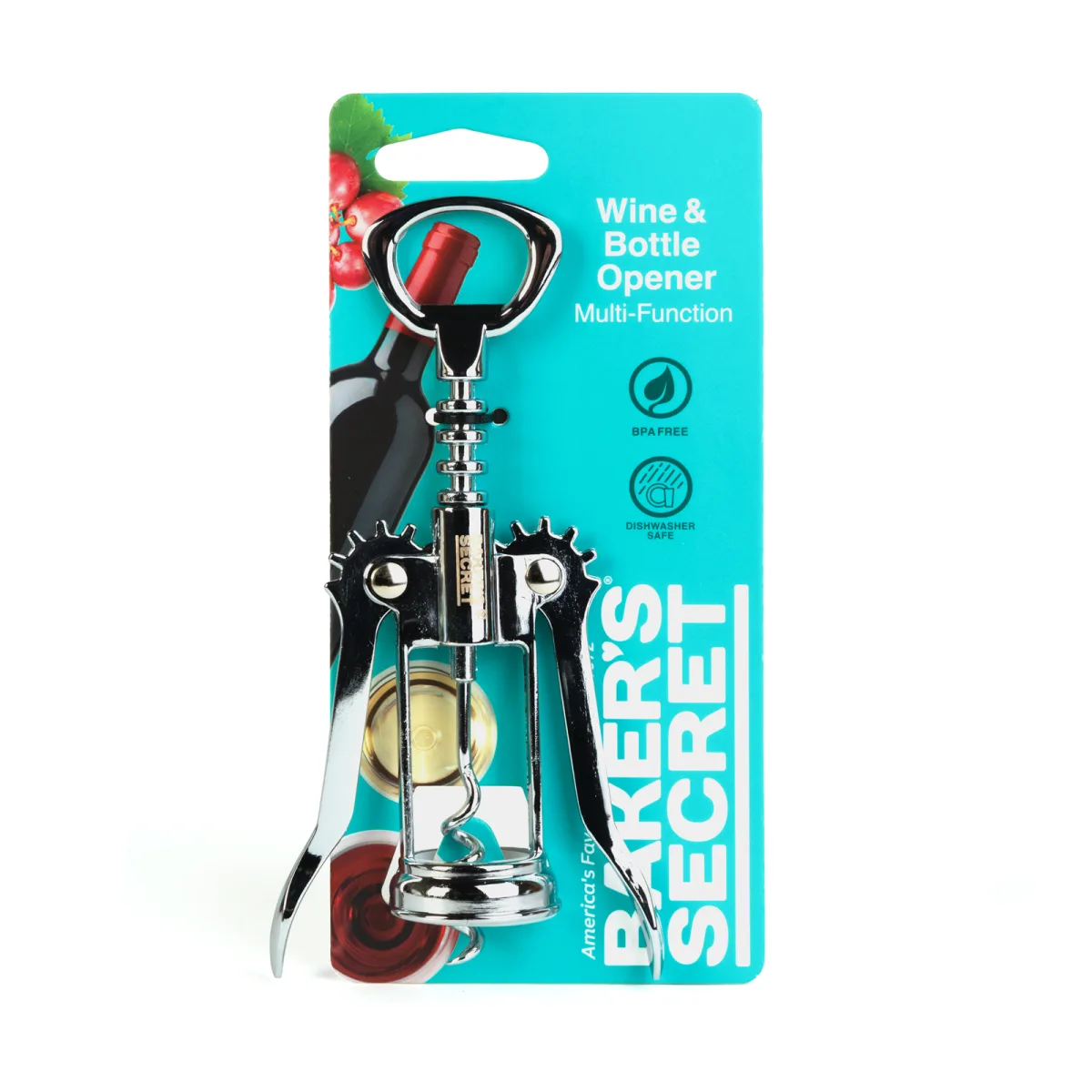 Tirbuson Baker's Secret metal 16.5 cm, deschizator vin tip fluture cu mecanism parghie - imagine 4