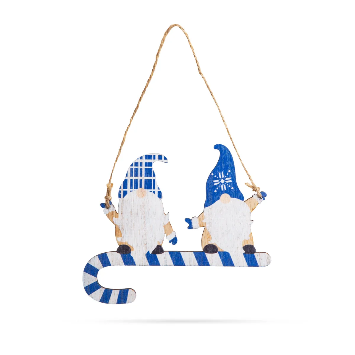 Decoratiune Craciun elf albastru lemn, 15 cm - imagine 2