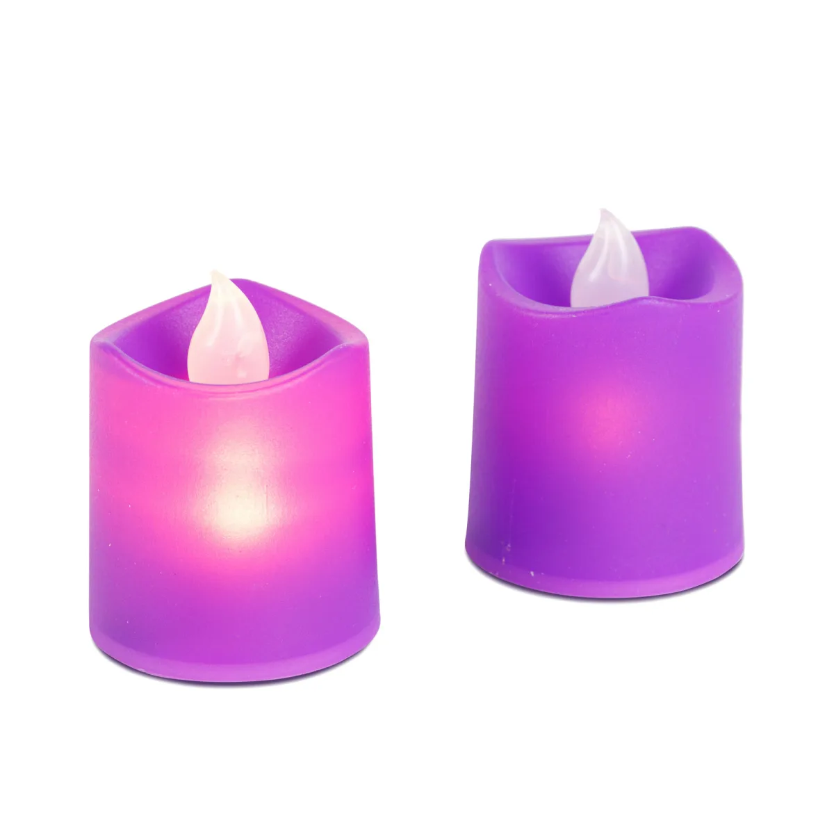 Set 2 lumanari LED decorative Halloween, lumina alb cald, baterii incluse, mov - imagine 3
