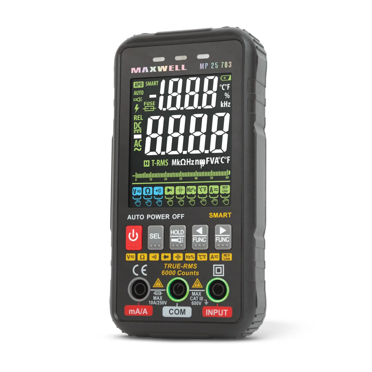 Multimetru digital automat 4.2 inch FullScreen, Type C, AC DC, detectie tensiune, negru/ rosu