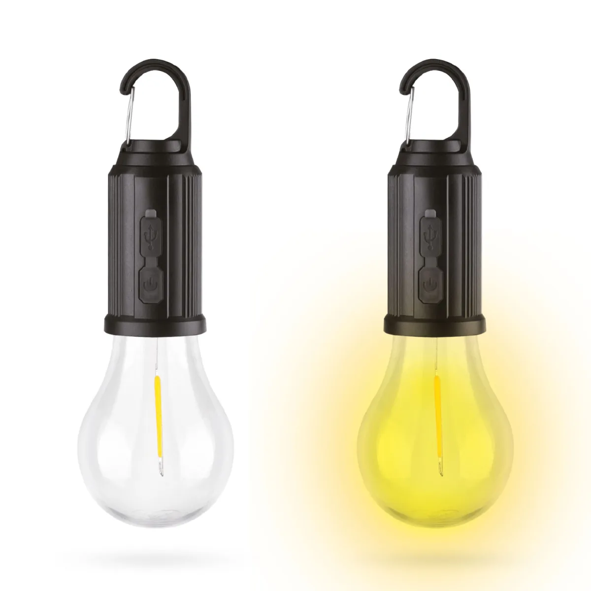 Lampa solara tip bec LED suspendabila, USB-C, 100lm, senzor lumina, camping, IP55 - imagine 2