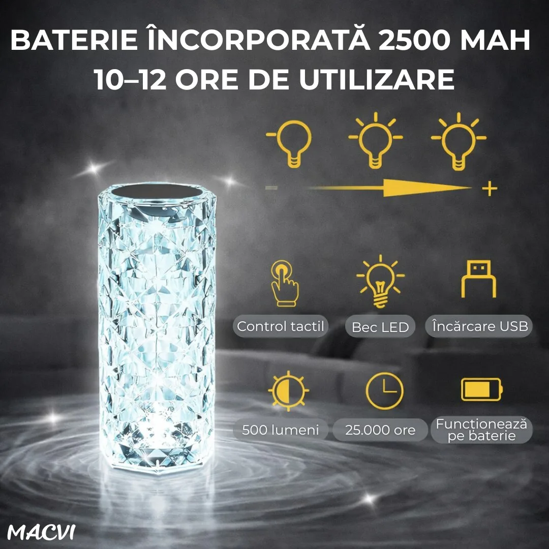 Veioza Cristal Macvi® RGB Eleganta cu Telecomanda - imagine 3