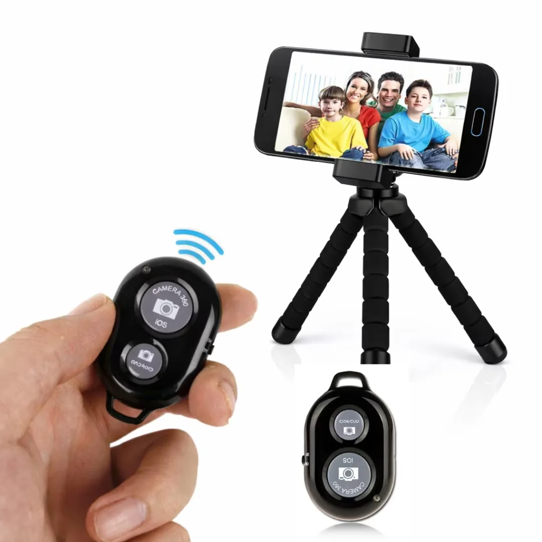 Telecomanda selfie Control fara fir Macvi® compatibilitate cu smartphone-uri iOS si Android, conectivitate Bluetooth 4.0, dimensiuni 5 cm x 2 cm x 1 cm