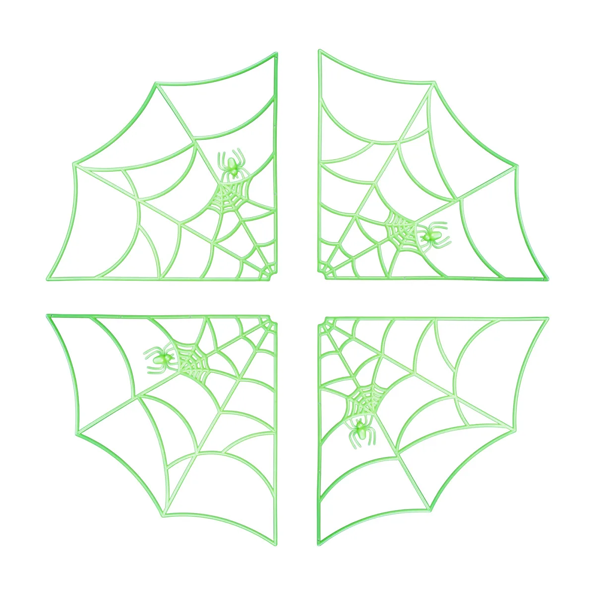 Set 4 panze de paianjen fosforescente Halloween, pentru colturi, 30 x 30 cm, verde - imagine 3