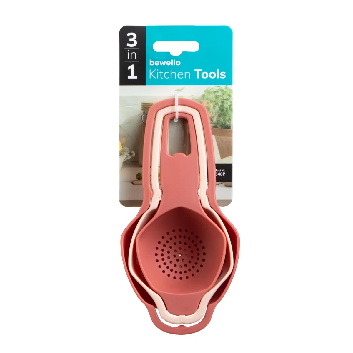 Set 3 in 1, palnie/ separator ou/ filtru ceai, 15 cm, compact, plastic, multifunctional, piersica