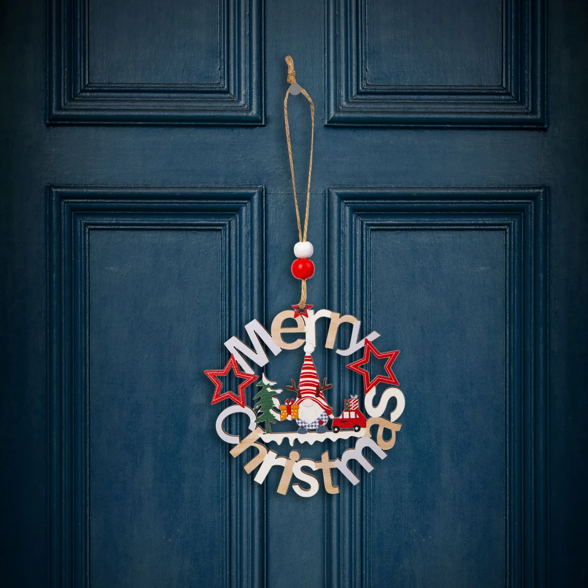 Decoratiune Craciun elf lemn, 11 cm, ornament Merry Christmas